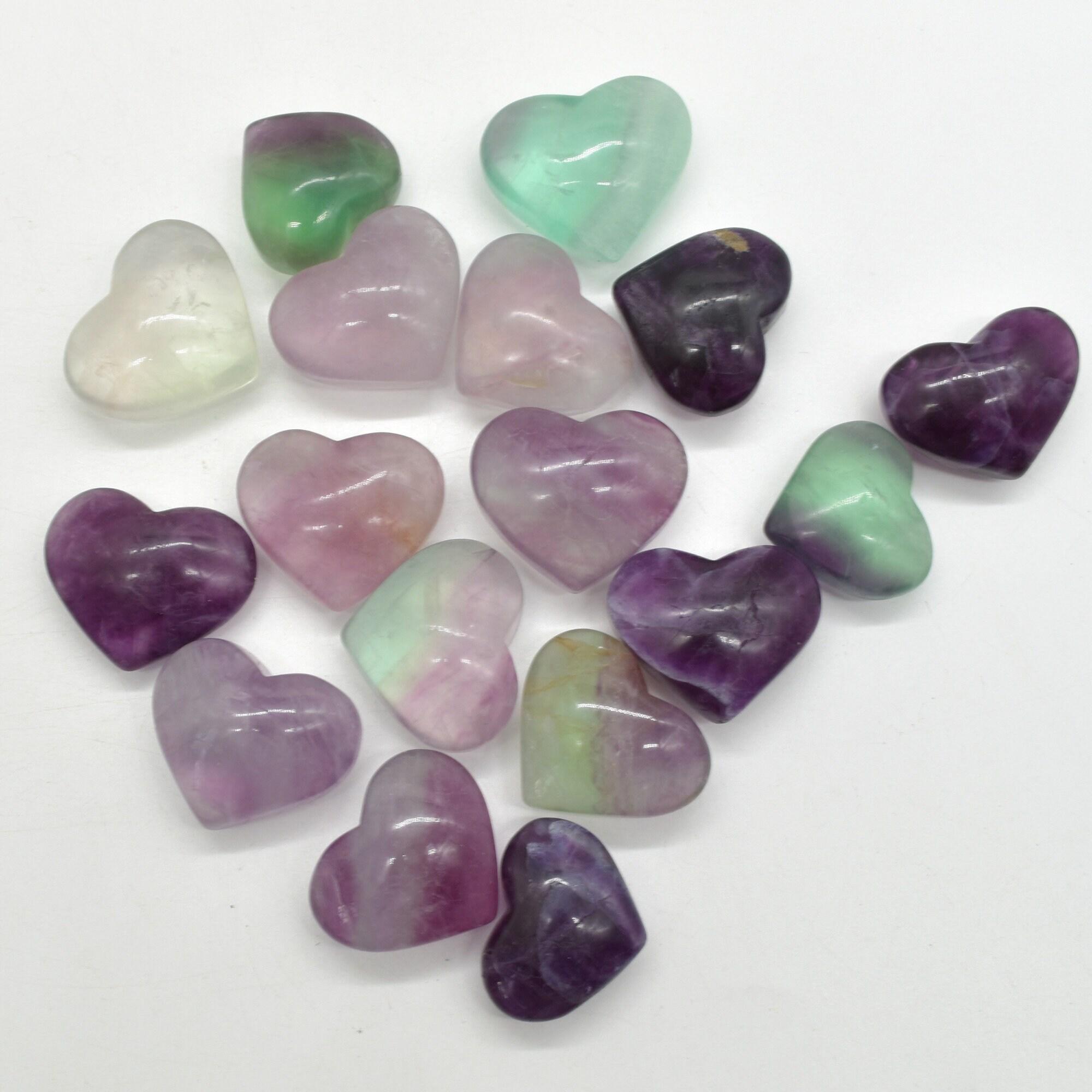 Watermelon Fluorite Crystal Puffy Heart - 1 Count - 5 Sizes Available