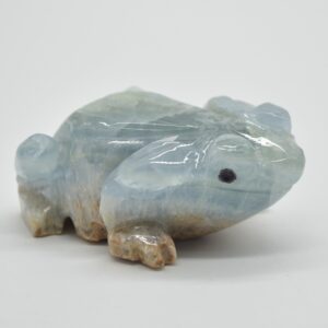Blue Onyx (Lemurian Aquatine Calcite) Crystal Carved Frog / Toad - 131 grams #02