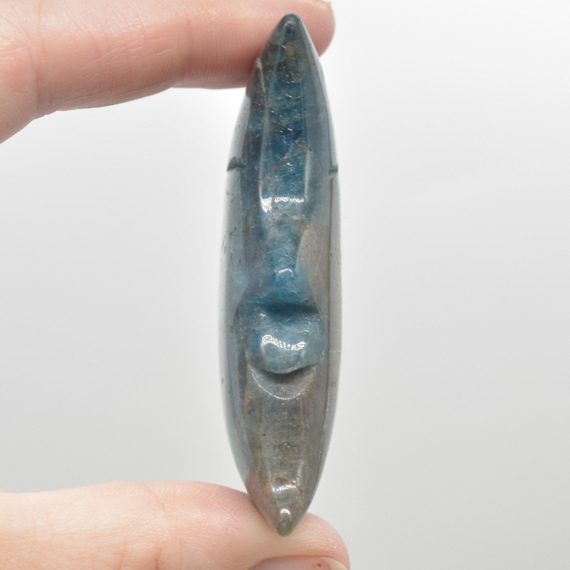 Apatite Crystal Crescent Moon with Craved Face - 5 Sizes - Image 2
