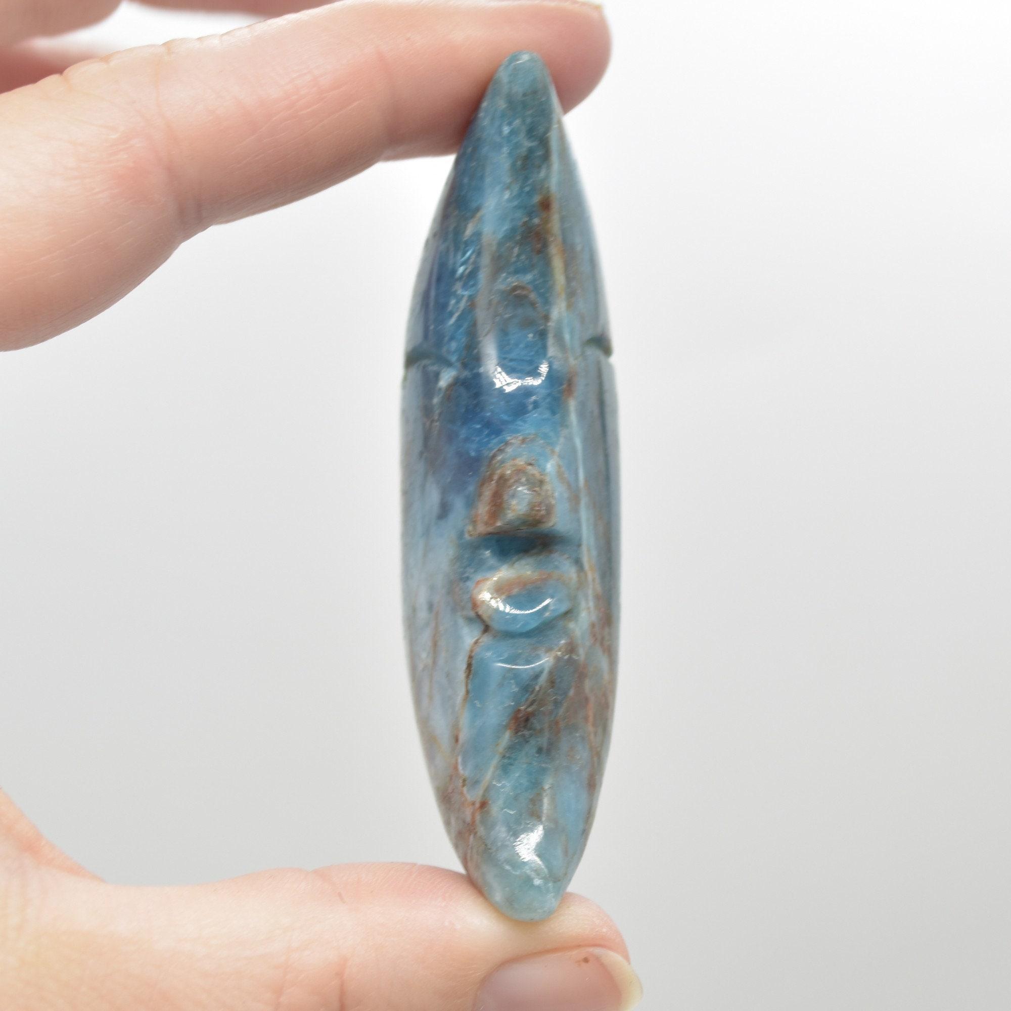 Apatite Crystal Crescent Moon with Craved Face - 5 Sizes - Image 10