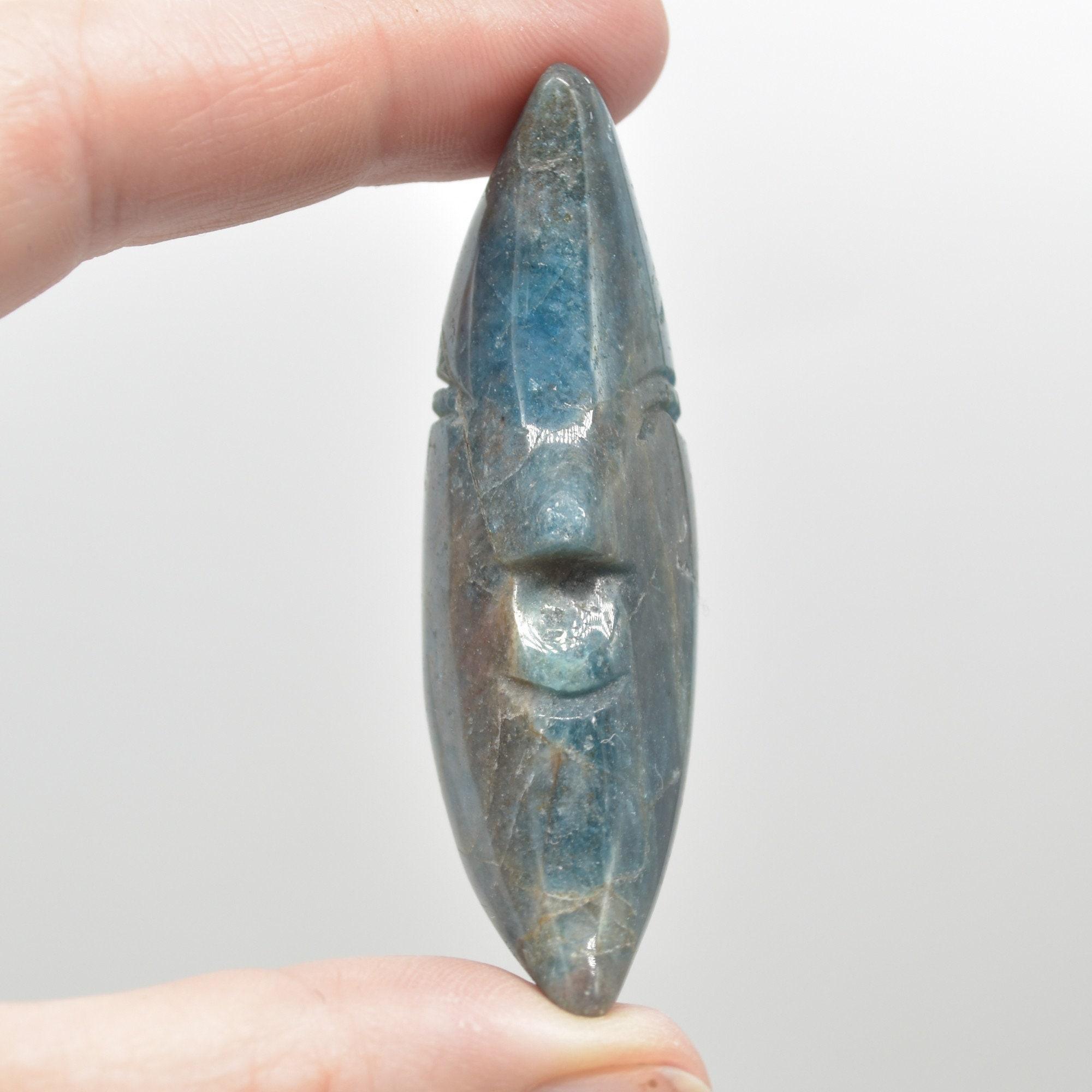 Apatite Crystal Crescent Moon with Craved Face - 5 Sizes - Image 4