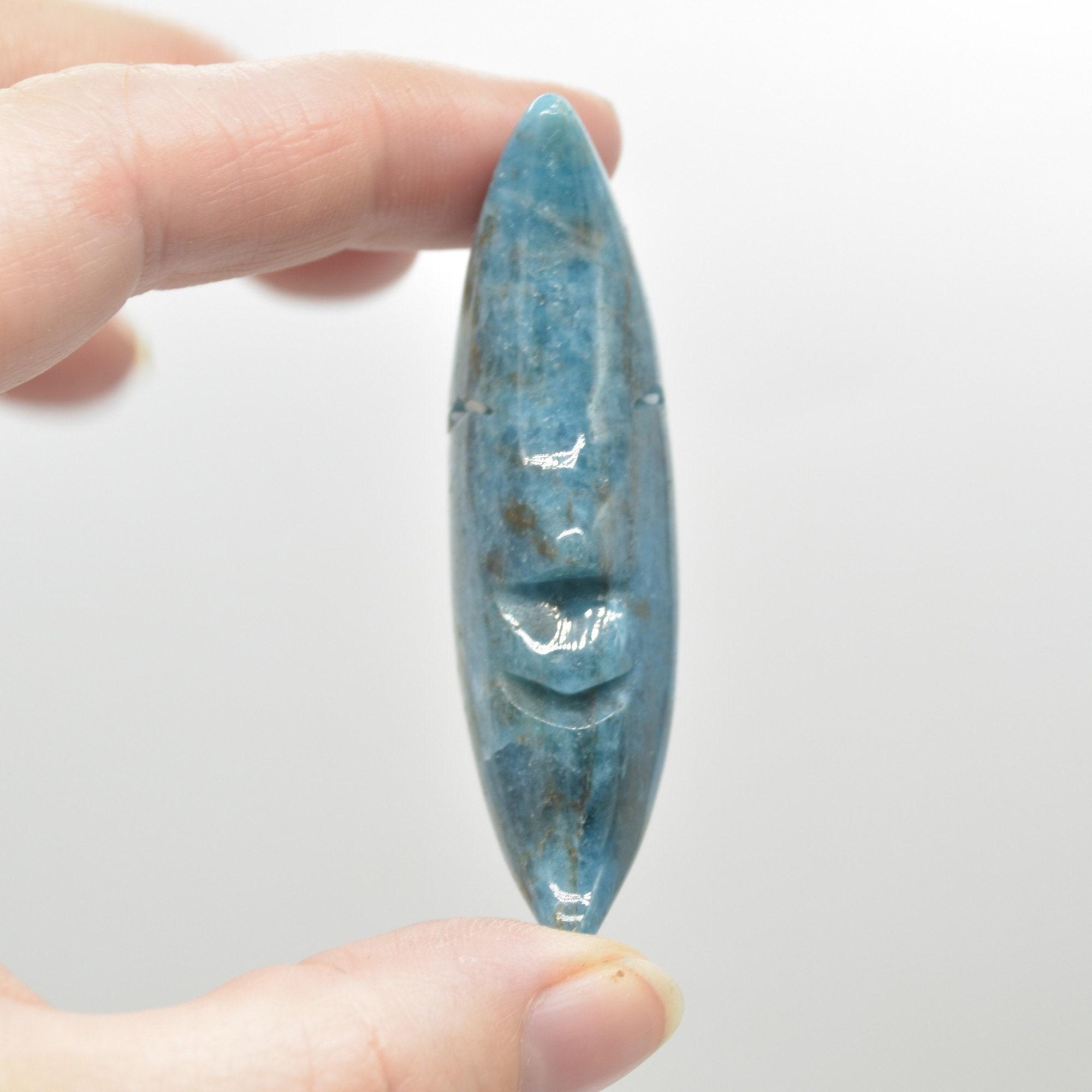 Apatite Crystal Crescent Moon with Craved Face - 5 Sizes - Image 8