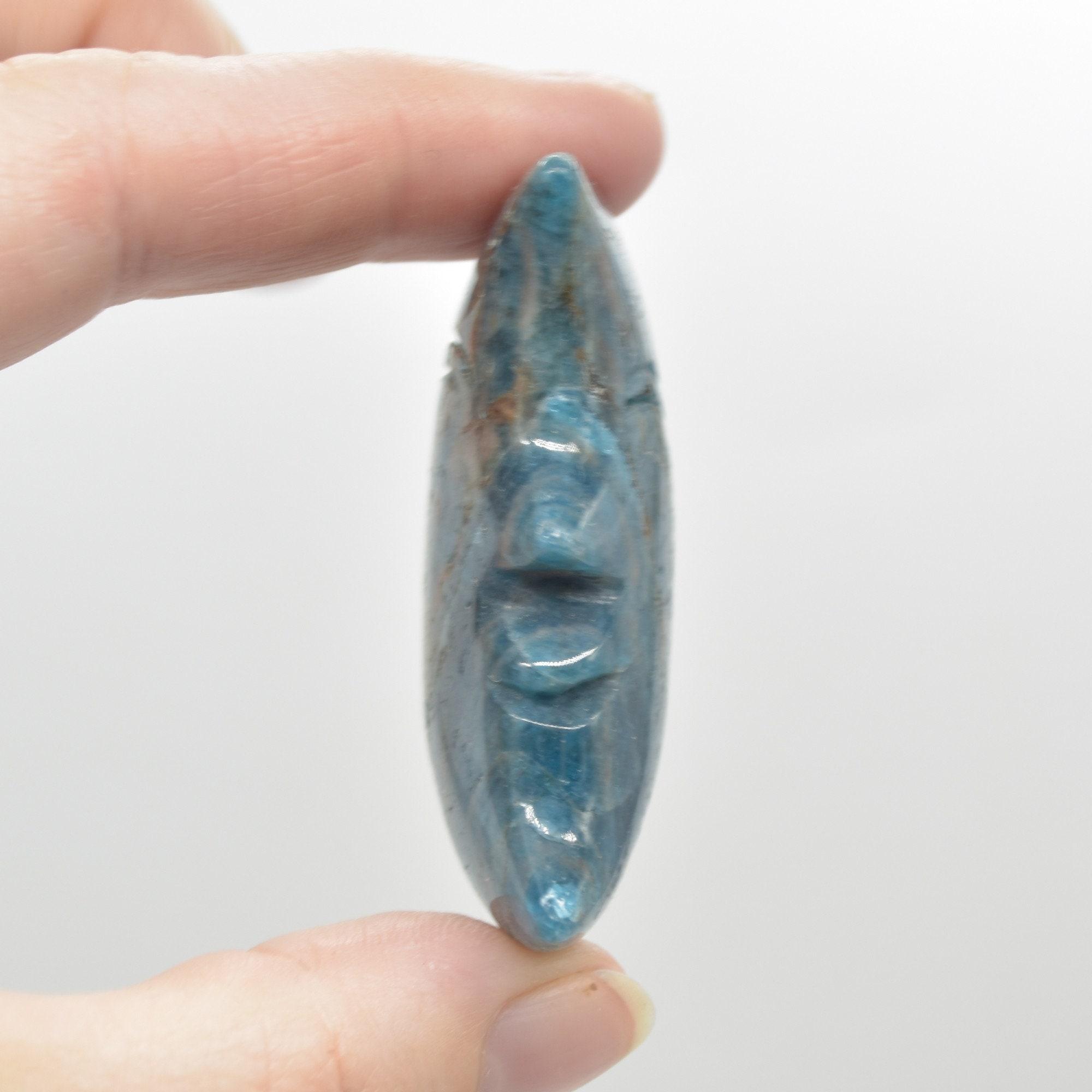 Apatite Crystal Crescent Moon with Craved Face - 5 Sizes - Image 6