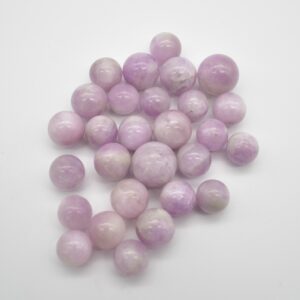 2 Kunzite Mini Spheres - 1.3cm - 1.8cm - 2 Count