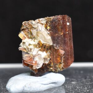 Red Brookite Crystal Specimen with Quartz RARE from Pakistan - 3ct, 0.51grams - 1.2cm
