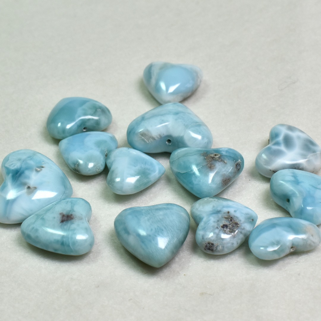 Larimar Dolphin Stone Carved Crystal Heart, Pendant from Dominican Republic - 13 Options - Image 2