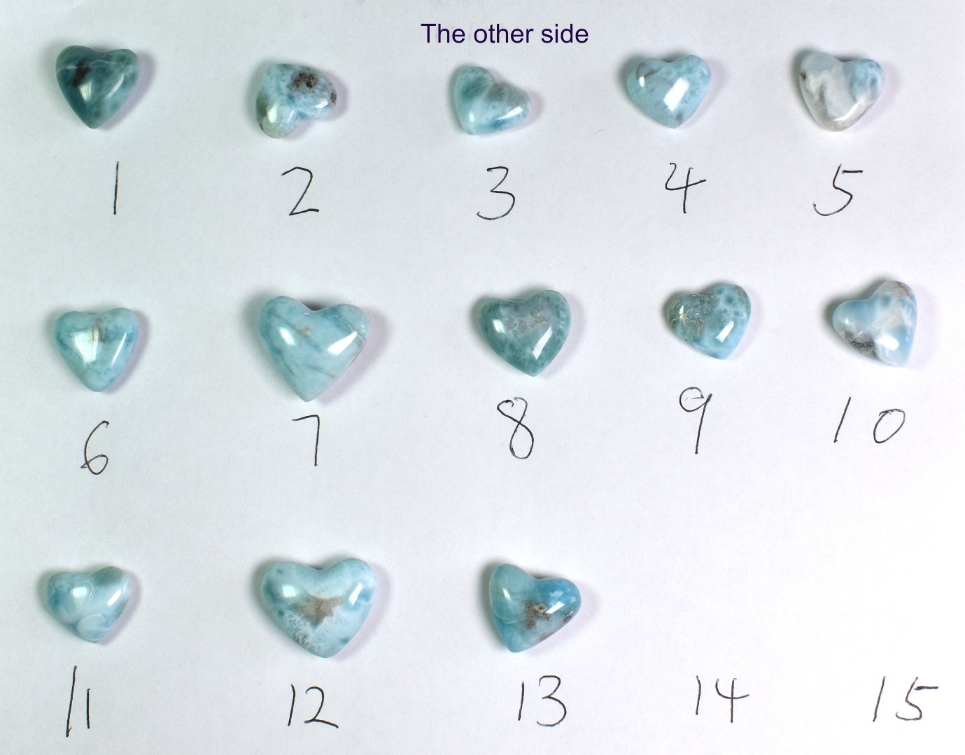 Larimar Dolphin Stone Carved Crystal Heart, Pendant from Dominican Republic - 13 Options - Image 3