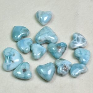 Larimar Dolphin Stone Carved Crystal Heart, Pendant from Dominican Republic - 13 Options