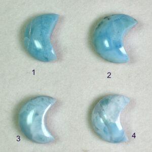 Larimar Dolphin Stone Carved Crystal Crescent Moon from Dominican Republic - 4 Options