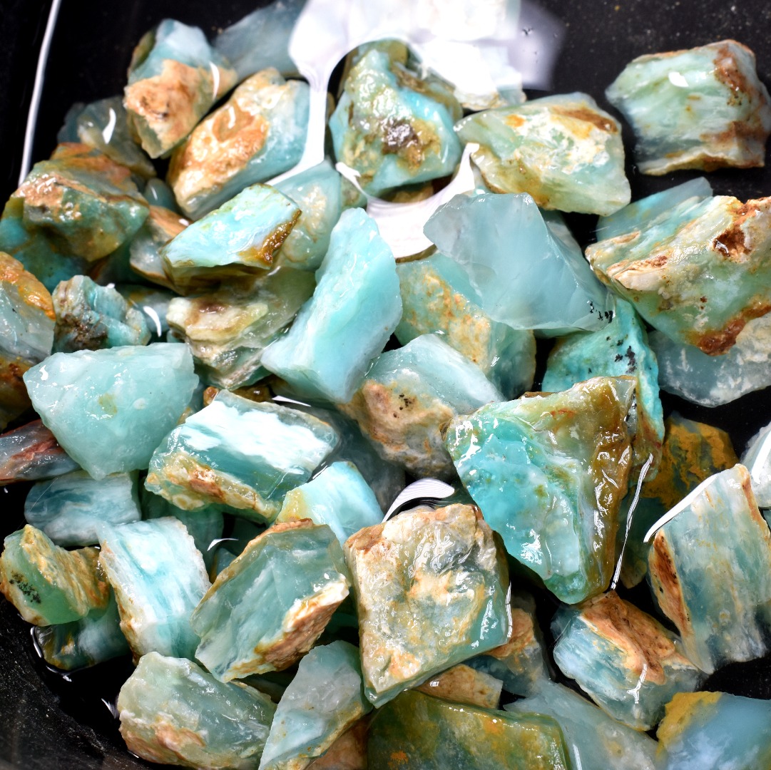 Peruvian Blue Opal Raw Rough, Andean Opal, Crystal Specimen AA Grade - 5 Options