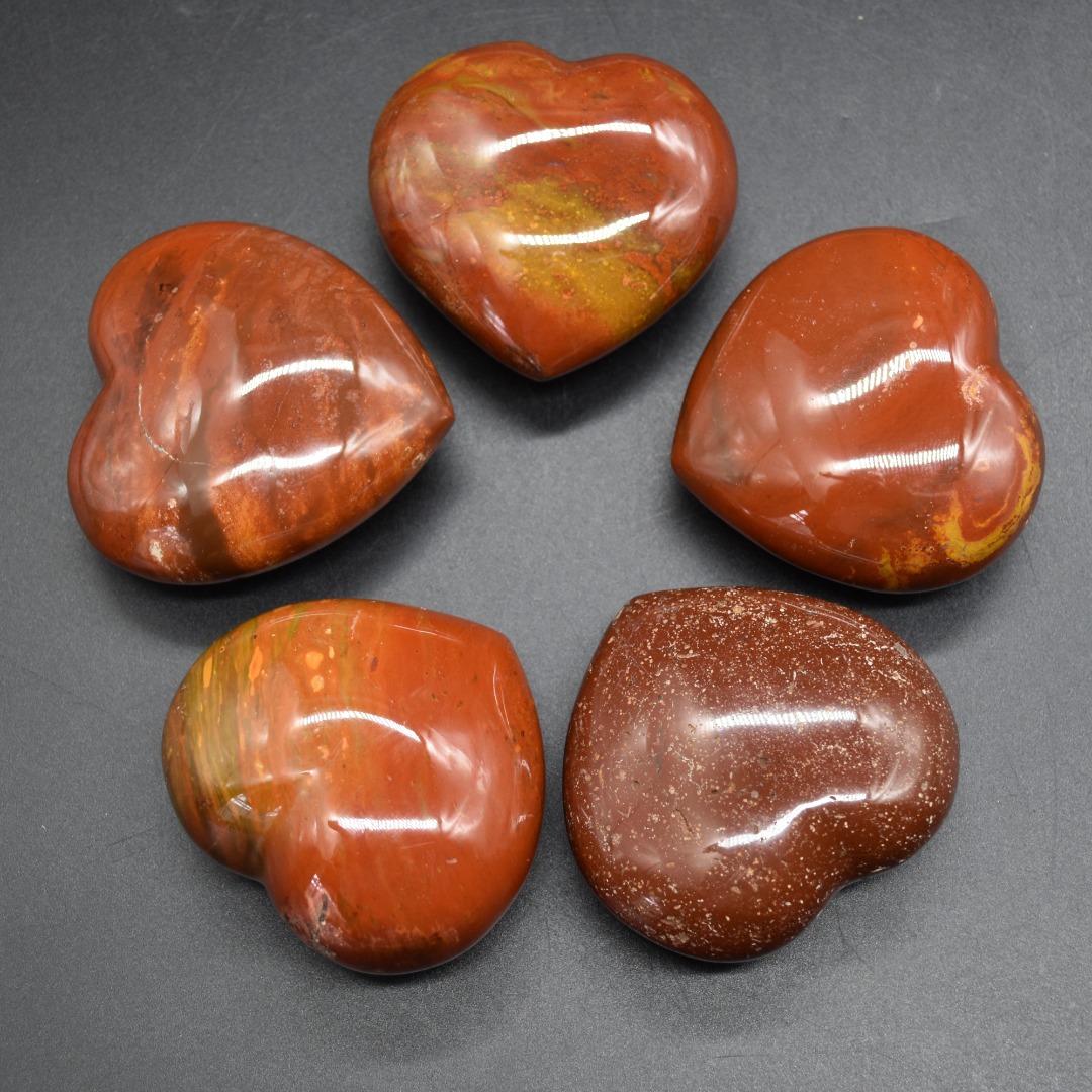 Red Jasper Crystal Puffy Heart - 1 Count - 2 Sizes