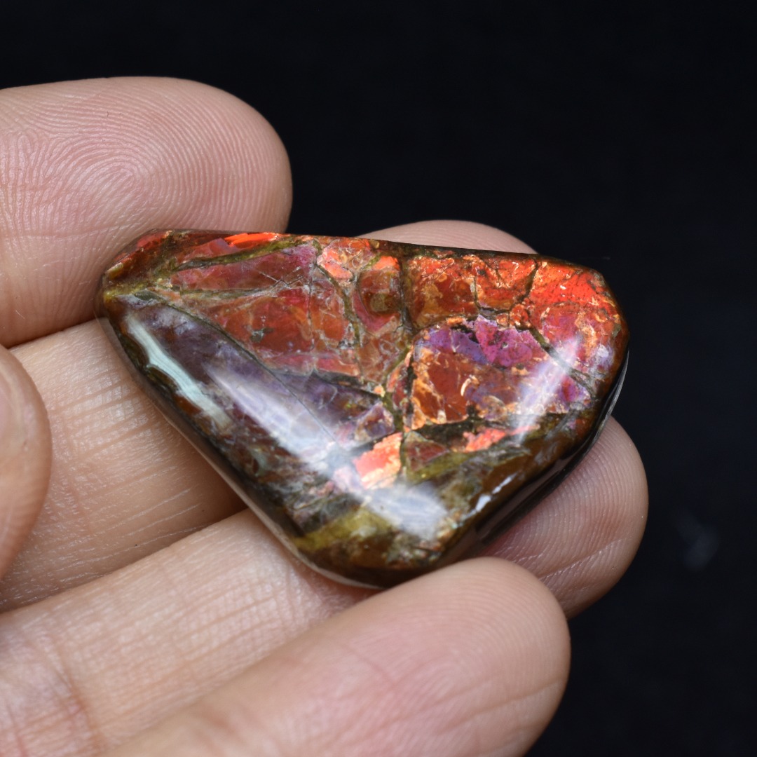 Canadian Natural Ammolite, Ammonite Freeform Polished Cabochon Specimen - 3.3cm x 2.6cm - 6.7 grams - Image 2