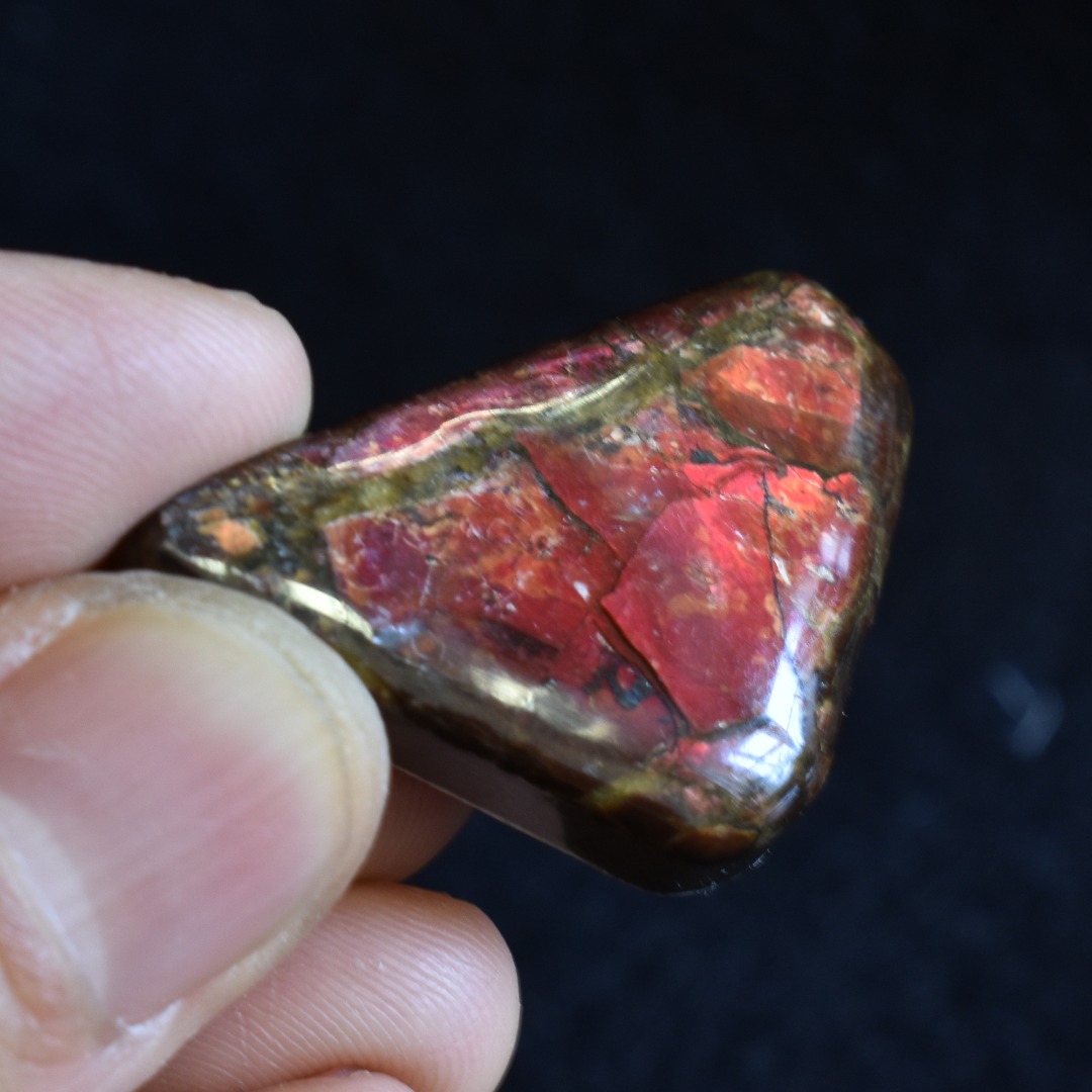 Canadian Natural Ammolite, Ammonite Freeform Polished Cabochon Specimen - 3.9cm x 2.3cm - 9.8 grams - Image 2