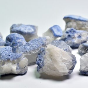 Natural Dumortierite on Quartz Raw Crystal Nuggets from Brazil - 3 Sizes