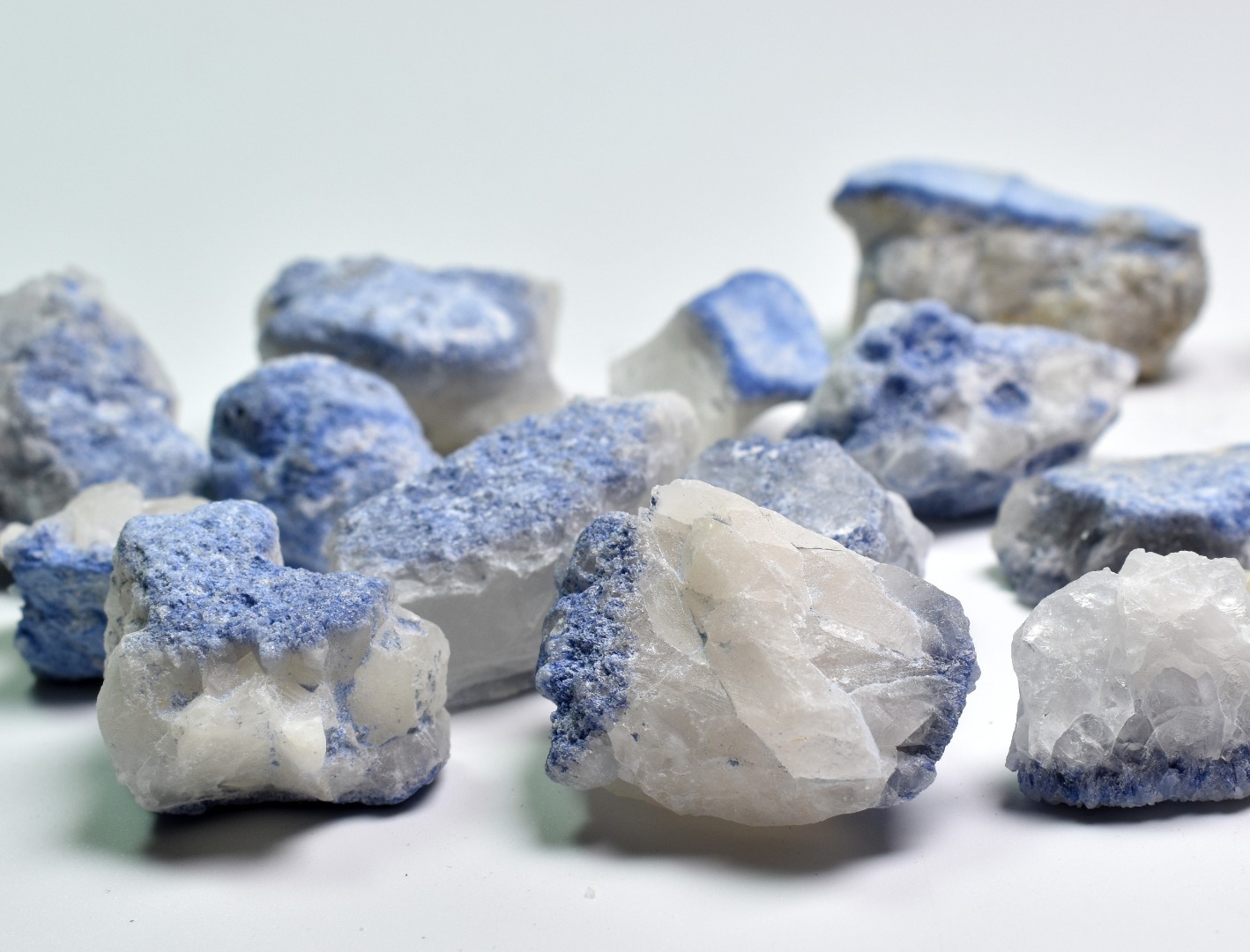 Natural Dumortierite on Quartz Raw Crystal Nuggets from Brazil - 3 Sizes