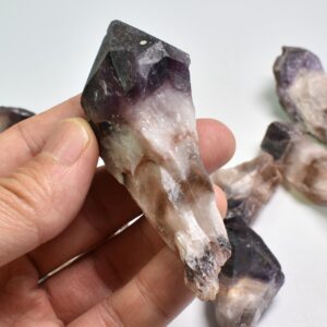 Dark Super Seven 7 Natural Raw Crystal Amethyst Point, Wand - 5 Sizes