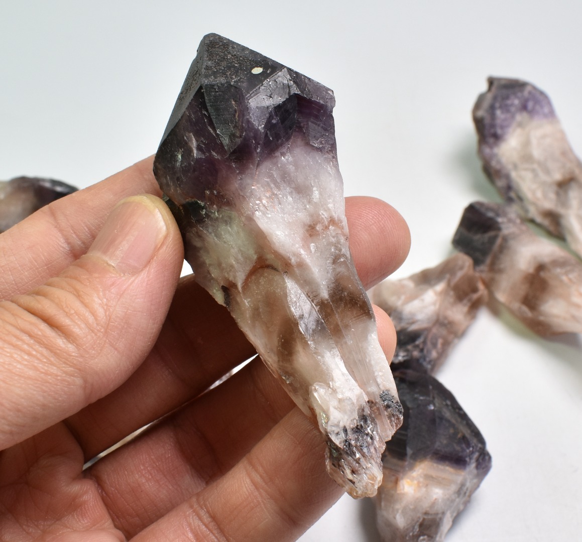 Dark Super Seven 7 Natural Raw Crystal Amethyst Point, Wand - 5 Sizes