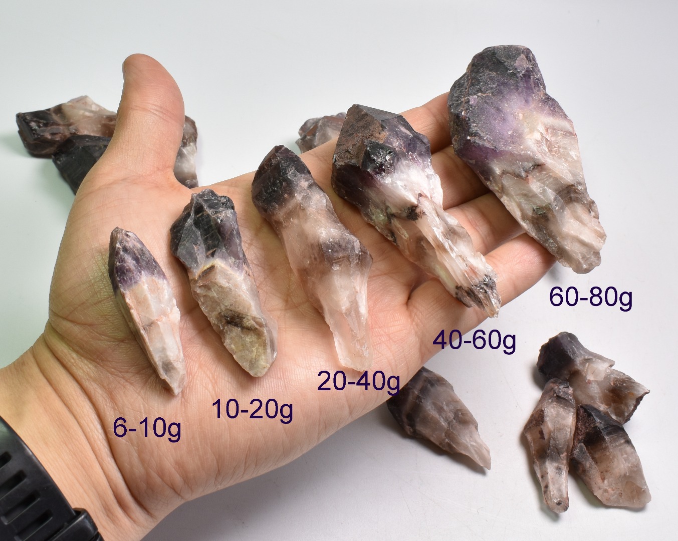 Dark Super Seven 7 Natural Raw Crystal Amethyst Point, Wand - 5 Sizes - Image 2