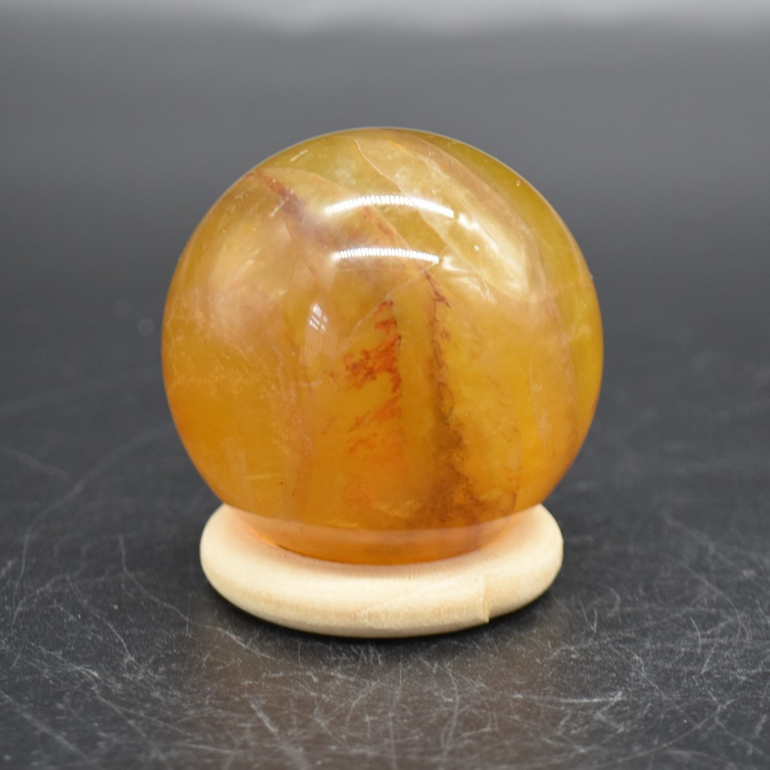 Yellow Fluorite Crystal Sphere, Ball - 1 Count - 4.3cm - 173 grams