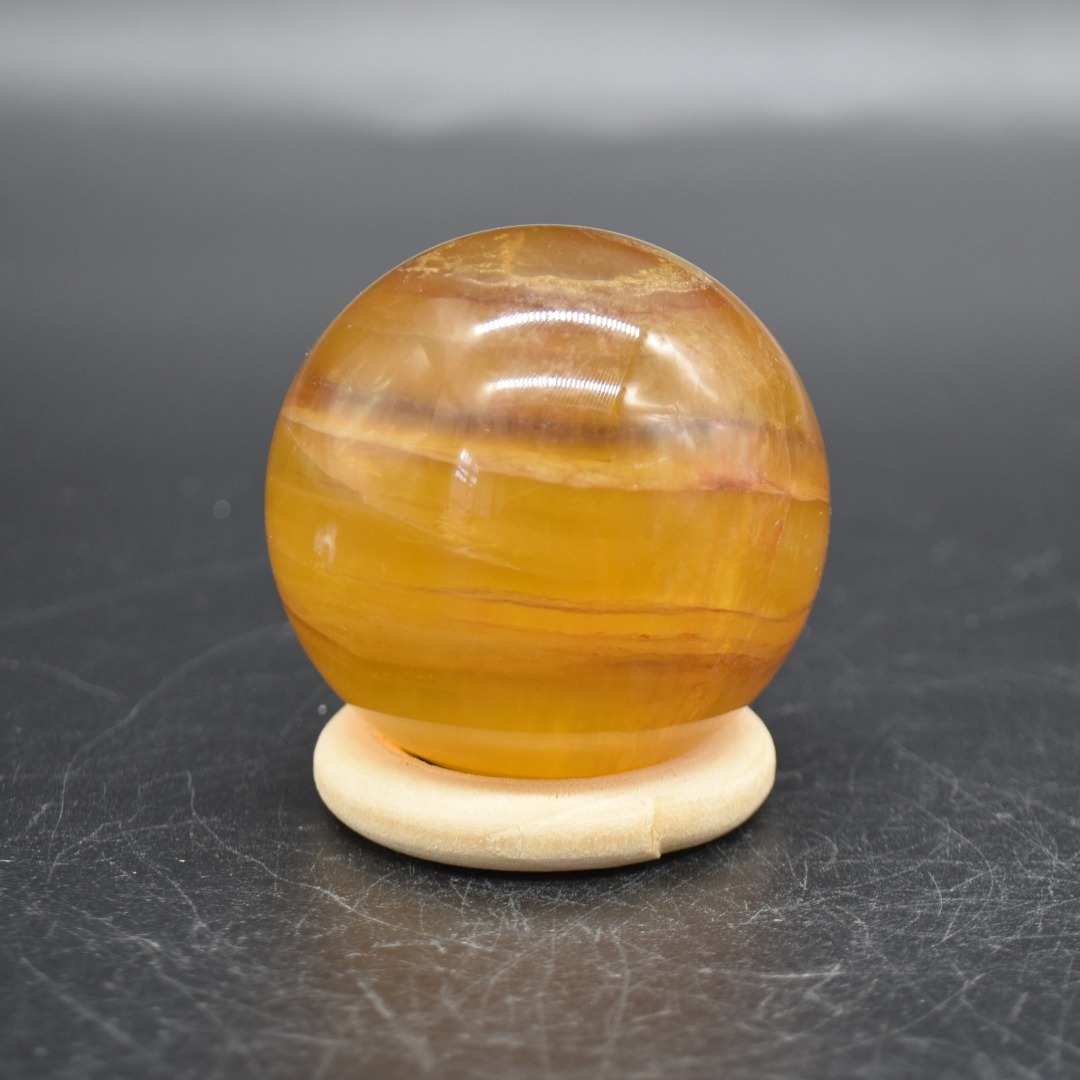 Yellow Fluorite Crystal Sphere, Ball - 1 Count - 4.3cm - 173 grams - Image 2