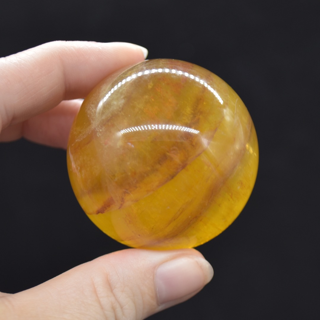 Yellow Fluorite Crystal Sphere, Ball - 1 Count - 4.3cm - 173 grams - Image 3
