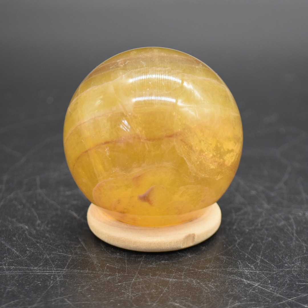 Yellow Fluorite Crystal Sphere, Ball - 5cm - 222 grams - Image 3