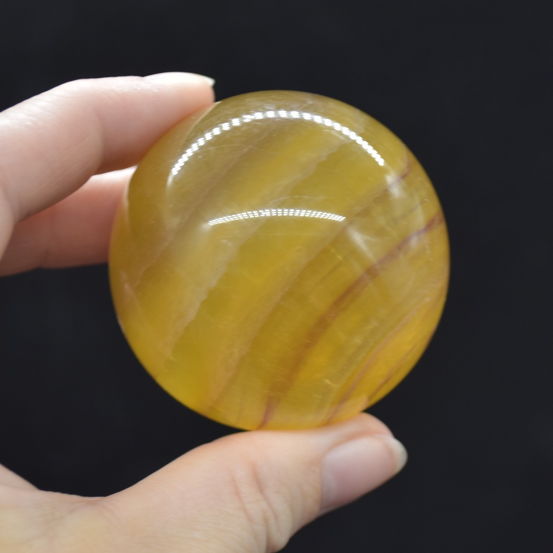 Yellow Fluorite Crystal Sphere, Ball - 5cm - 222 grams - Image 2
