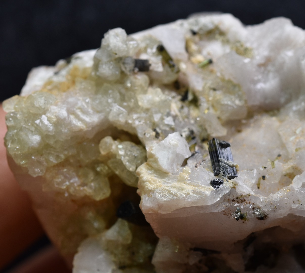 Green Herderite with Schorl Black Tourmaline, Elbaite Green Tourmaline, Albite, Feldspar, Rare, Synergy 12, Crystal Specimen - 69 grams - Image 2