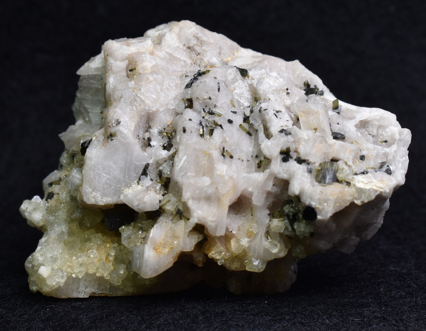 Green Herderite with Schorl Black Tourmaline, Elbaite Green Tourmaline, Albite, Feldspar, Rare, Synergy 12, Crystal Specimen - 69 grams