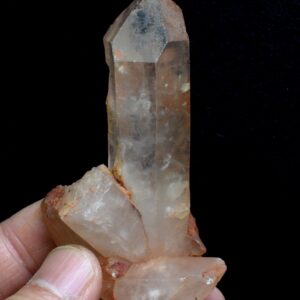 Tangerine Lemurian Quartz TWIN Crystal Point, Tower, Wand from Brazil - 7.9cm - 77 grams