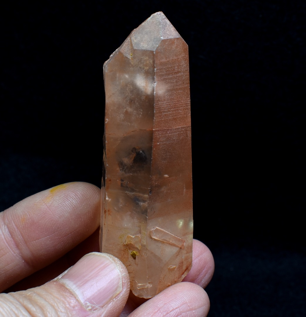 Tangerine Lemurian Quartz Crystal Point, Tower, Wand from Brazil - 6.8cm - 55 grams