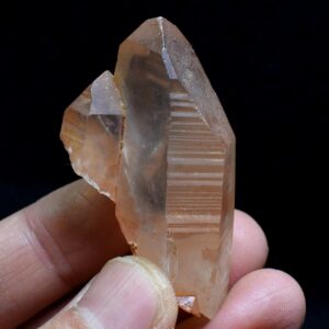 Tangerine Lemurian Quartz TWIN Crystal Point, Tower, Wand from Brazil - 5.2cm - 29 grams