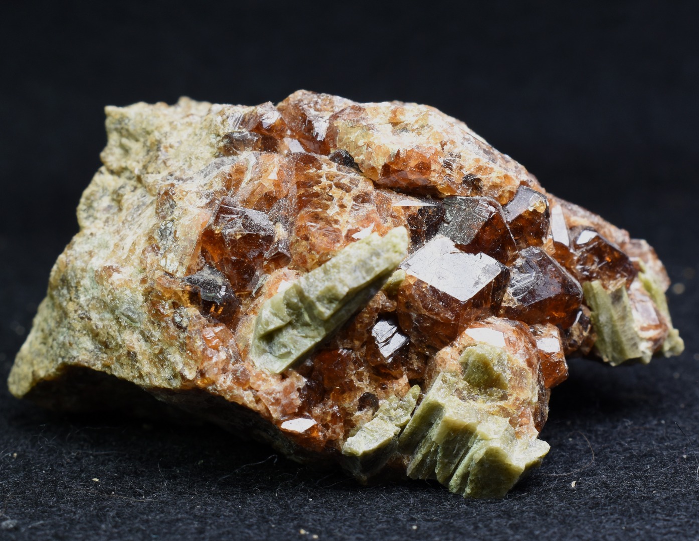 Grossular Garnet Hessonite Cluster with Green Epidote Crystal Specimen from Coyote Front Range, California - 160 grams #07