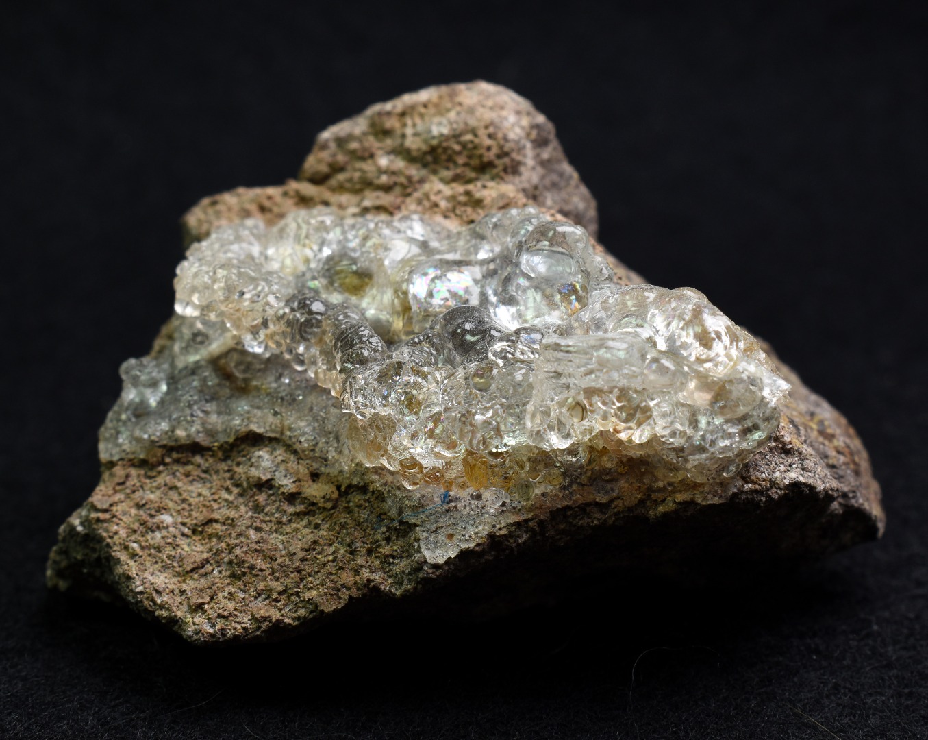 Mexican Hyalite Opal Collector Grade Specimen Stone on Matrix - UV Reactive Fluorescent - 84 grams #01