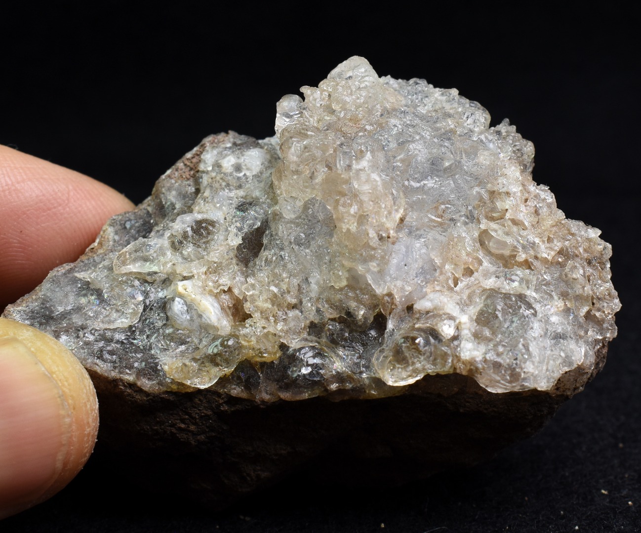 Mexican Hyalite Opal Collector Grade Specimen Stone on Matrix - UV Reactive Fluorescent - 70 grams #03