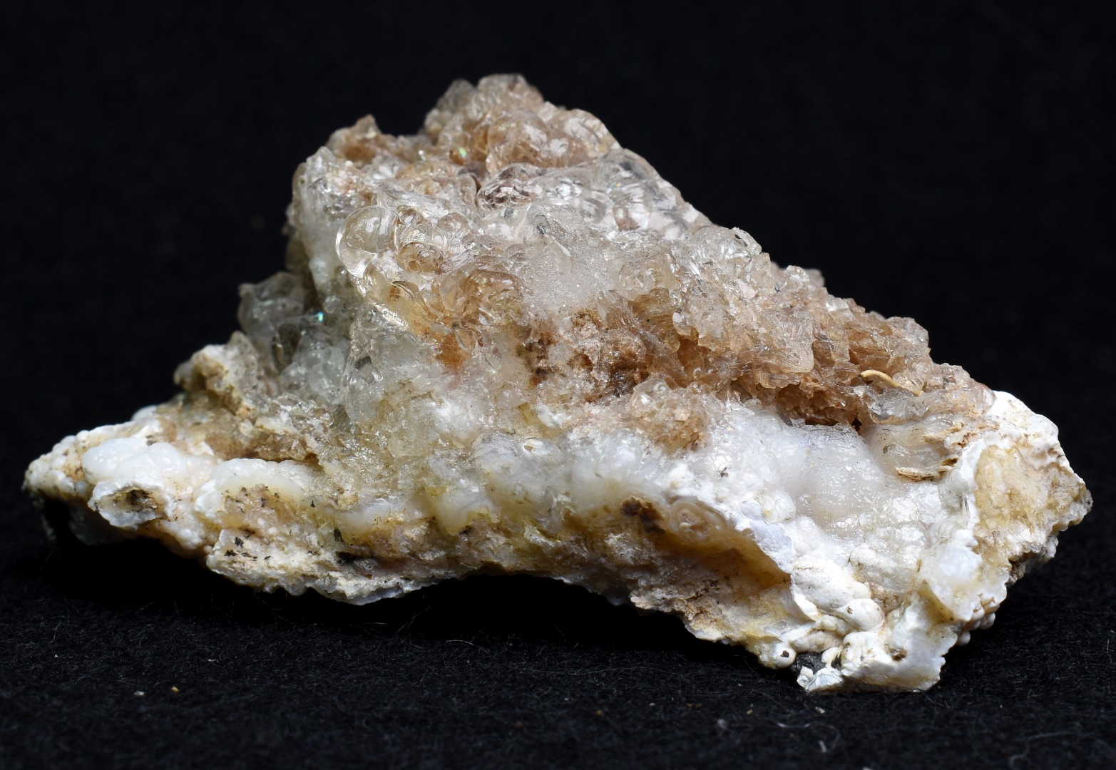 Mexican Hyalite Opal Collector Grade Specimen Stone on Chalcedony Agate - UV Reactive Fluorescent - 55 grams #06