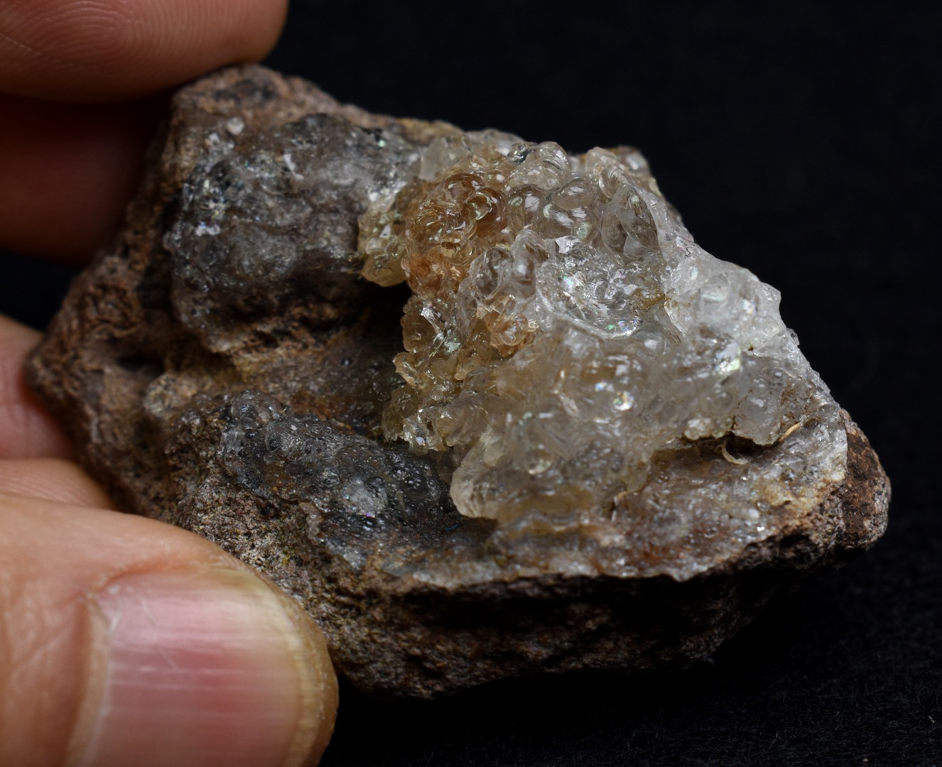 Mexican Hyalite Opal Collector Grade Specimen Stone on Matrix - UV Reactive Fluorescent - 59 grams #07