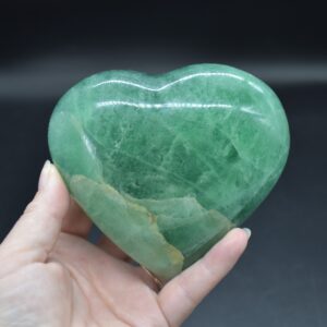 Large Green Fluorite Crystal Puffy Heart - 780 grams - 11cm  #001