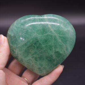 Large Green Fluorite Crystal Puffy Heart - 482 grams - 7.8cm  #002