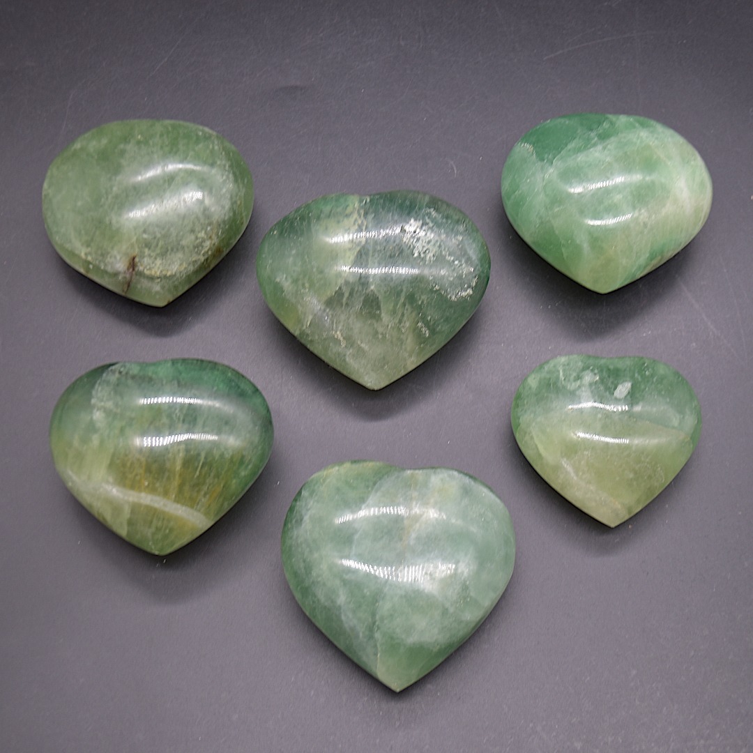 Large Green Fluorite Crystal Puffy Hearts - 1 Count - 6 Options