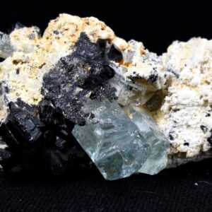 Beryl var. Aquamarine with Schorl Black Tourmaline & Feldspar from Erongo Mountains, Namibia - 64.3 grams #A3