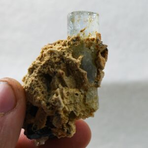 Beryl var. Aquamarine with Schorl Black Tourmaline & Feldspar from Erongo Mountains, Namibia - 24.5 grams #A18