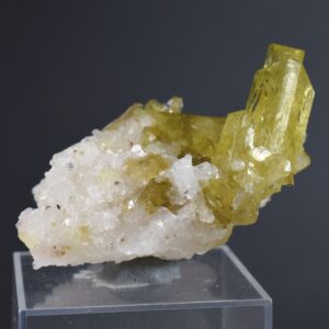Brazilianite Crystal Cluster with Albite & Muscovite - from Linopolis, Minas Gerais, Brazil, museum quality, 36g