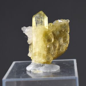 Brazilianite Crystal Cluster with Albite & Muscovite - from Linopolis, Minas Gerais, Brazil, museum quality, 4.7g