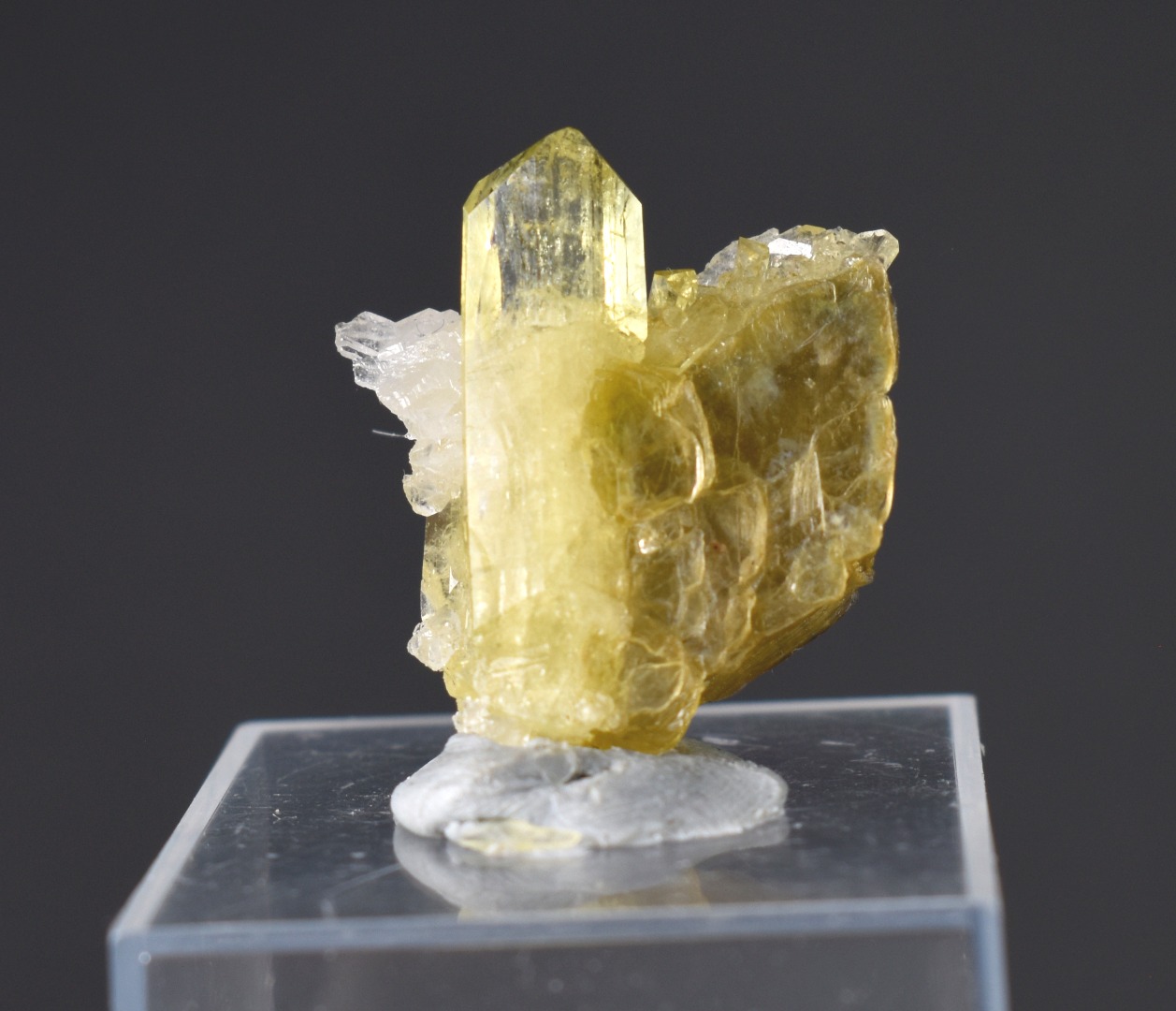 Brazilianite Crystal Cluster with Albite & Muscovite - from Linopolis, Minas Gerais, Brazil, museum quality, 4.7g