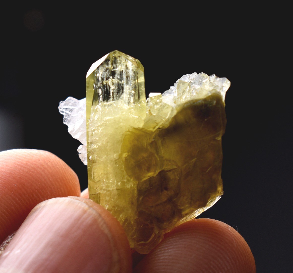 Brazilianite Crystal Cluster with Albite & Muscovite - from Linopolis, Minas Gerais, Brazil, museum quality, 4.7g - Image 7