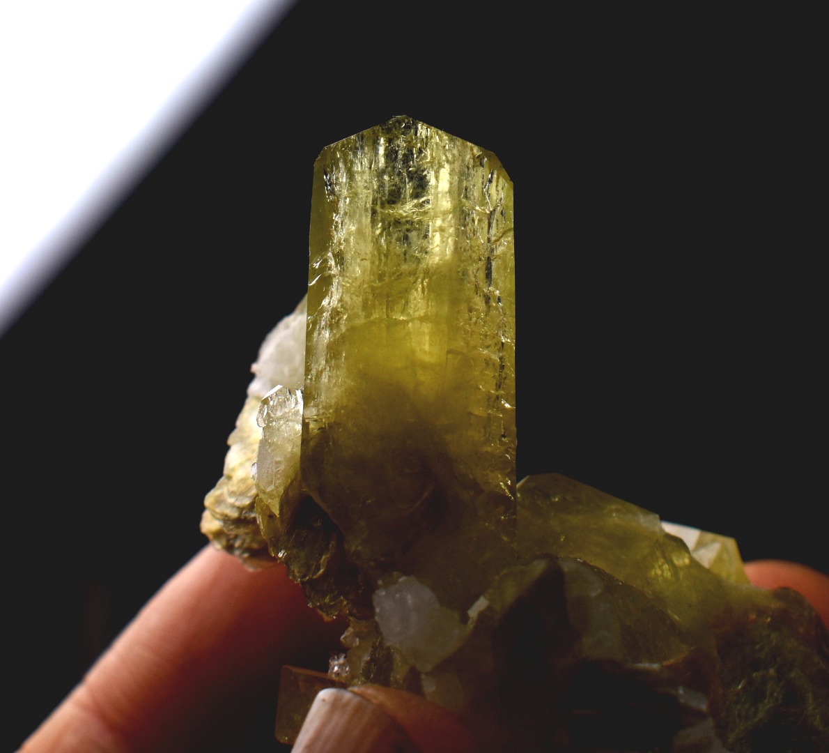 Brazilianite Crystal Cluster with Albite & Muscovite - from Linopolis, Minas Gerais, Brazil, museum quality, 35g - Image 9