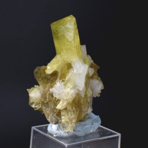 Brazilianite Crystal Cluster with Albite & Muscovite - from Linopolis, Minas Gerais, Brazil, museum quality, 42g