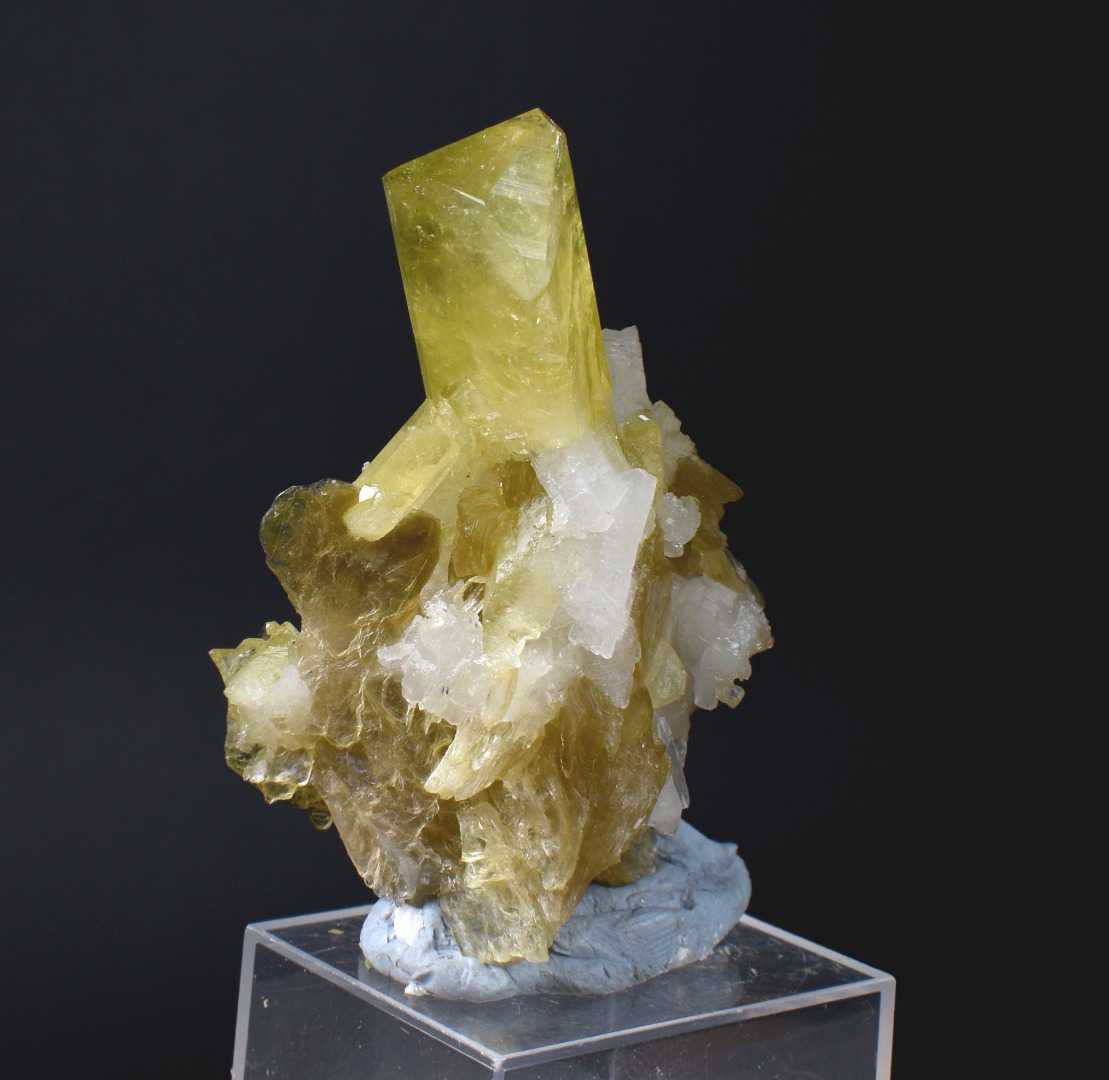 Brazilianite Crystal Cluster with Albite & Muscovite - from Linopolis, Minas Gerais, Brazil, museum quality, 42g