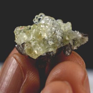 Fluorescent Hyalite Opal with Smoky Quartz, Black Tourmaline - Mineral from Erongo Mountains Namibia UV reactive, 30 Options